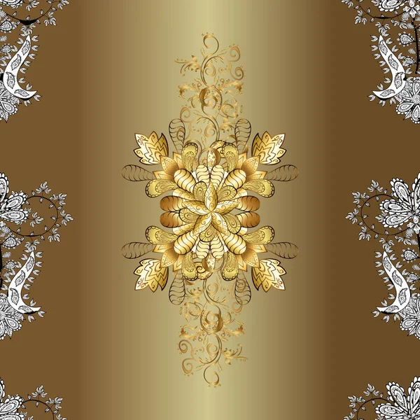 스타일의 고전적 디자인 벽지에 황금빛 전통적 디오르는 베이지 꽃무늬가 레이스 — 스톡 사진