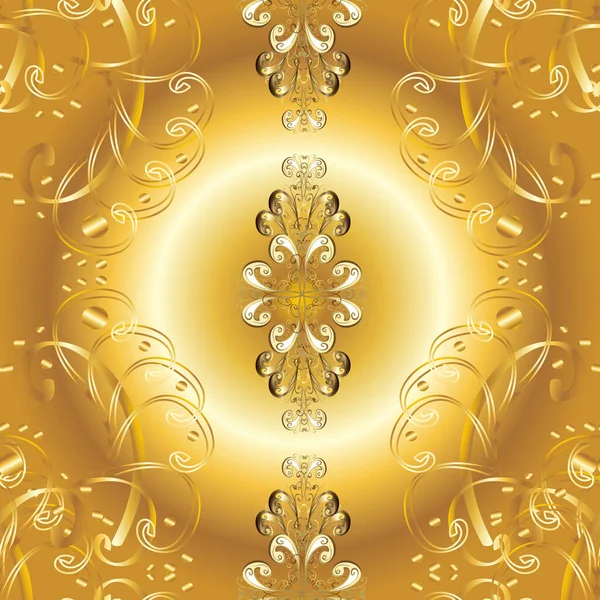 Vintage Seamless Pattern Yellow Beige Brown Colors Golden Elements — Stock Photo, Image