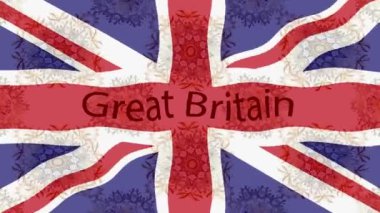 Renkli bayraklı hareketli arka plan görüntüleri. Büyük Britanya bayrağı. Birleşik Krallık.