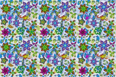 Beautiful watercolor flowers, bright painting inspiblue, gray and neutral flower print seamless background.