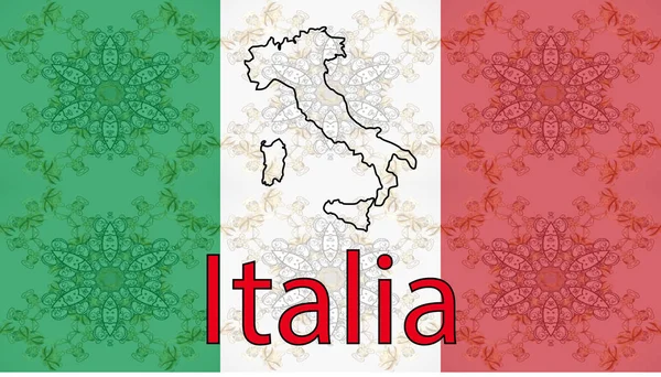 カラフルな旗を背景に イタリアの国旗 イタリア — ストック写真