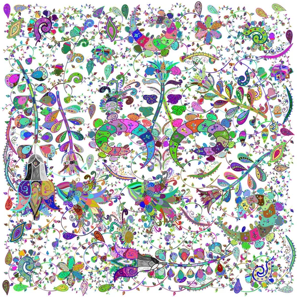 Düz çiçekler pürüzsüz desen. Çiçekler mavi, beyaz ve yeşil renklerde. Tasarım hediye paketi, tebrik kartları, posterler ve afiş tasarımı.