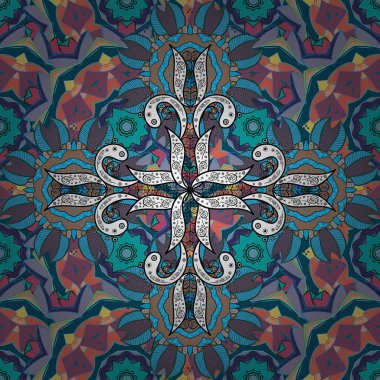 Vektör çizimi. Renkli, pürüzsüz desen. Çiçek duvar kâğıdı. Tarafsız, pembe ve mavi renklerde şirin tekstil tarzında. Çiçek arka planı.