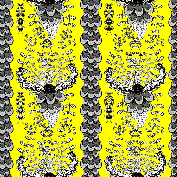 패턴의 배경이다 유행하는 노란색 검은색 회색의 귀여운 무늬가 — 스톡 사진
