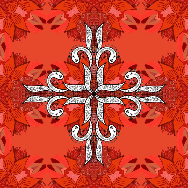 Blumen Abstraktes Ethnisch Nahtloses Muster Blumen Des Tales Roten Weißen — Stockfoto