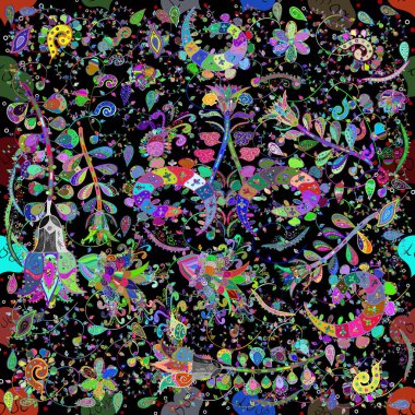 Sevimli çiçek desenli küçük çiçek. Vektör çizim. Güzel kumaş deseni. Güzel karalamalar çiçekler ile sorunsuz çiçek desenli.