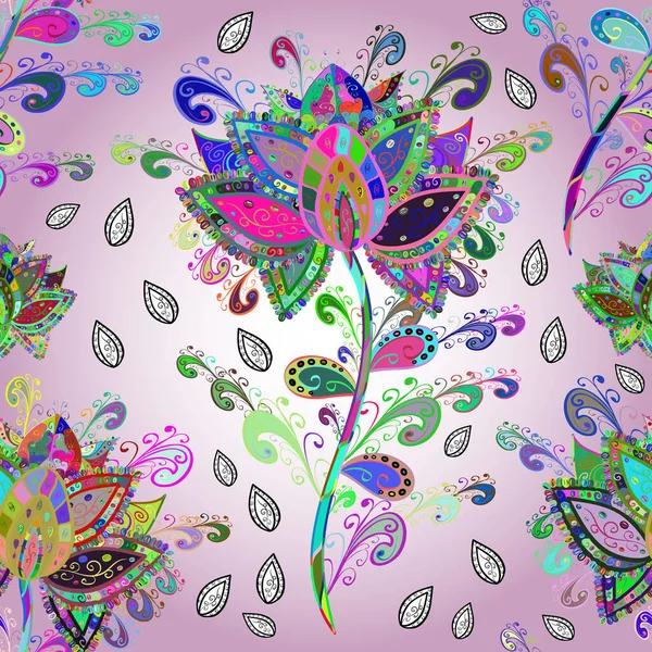 Ilustrace Doodle Květiny Větve Byliny Květiny Natažená Ruka Krásný Vzor — Stock fotografie