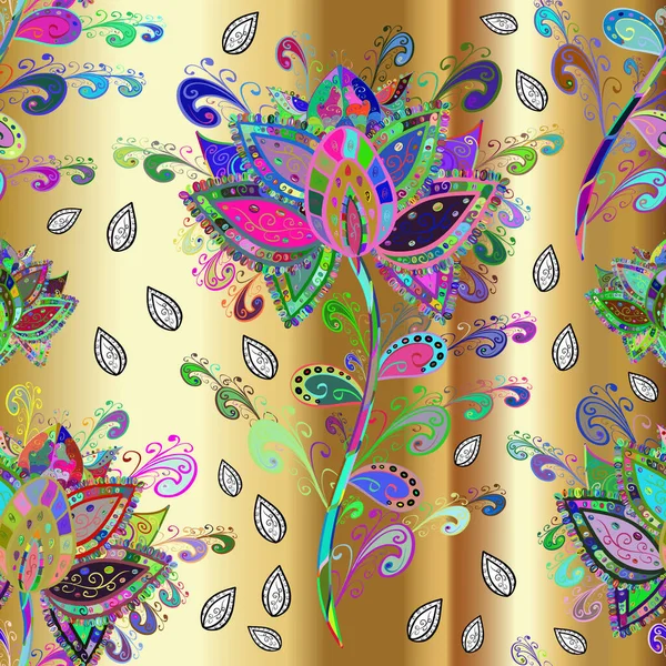 Flat Flower Elements Design. Print. Colour Summer Theme seamless pattern Background. Floral background. Cute seamless pattern. Cute fabric pattern.