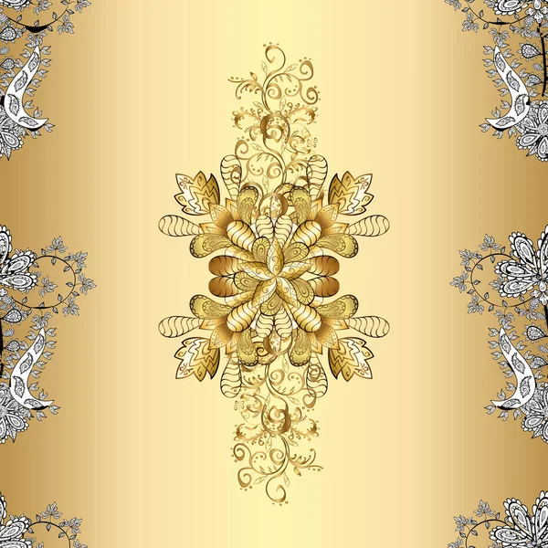 Symbol Feiertag Neujahrsfeier Vektor Goldenes Muster Winter Schnee Textur Tapete — Stockvektor