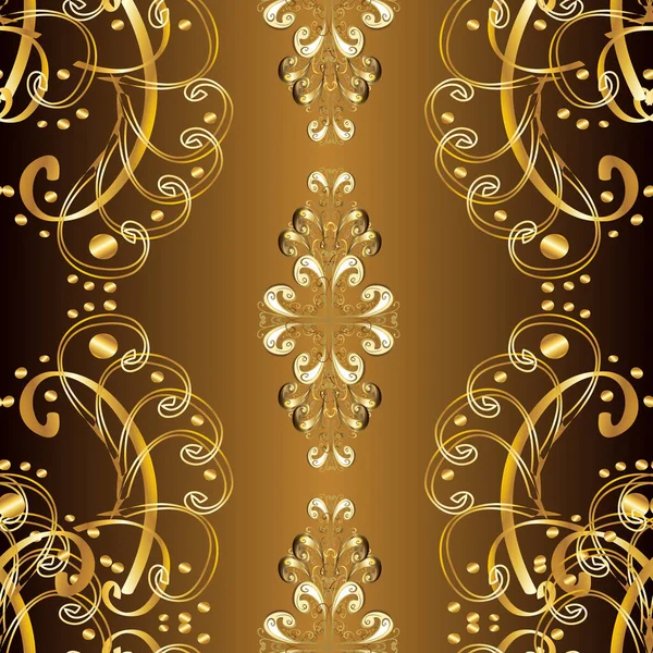 Arabesken Orientalischen Stil Nahtlose Goldene Strukturierte Locken Vektorillustration Gelbe Beige — Stockvektor