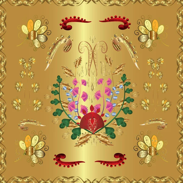 Oriental Ornament Seamless Golden Pattern Golden Pattern Neutral Beige Yellow — Stock Photo, Image