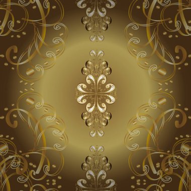 El çekilmiş dekoratif çerçeve, albüm kapağı, tebrik kartı, vintage Art deco tarzında. Vektör soyut çiçek çelenk altın doodle fantezi yaprak ve çiçek bir sarı, kahverengi ve nötr renkler.