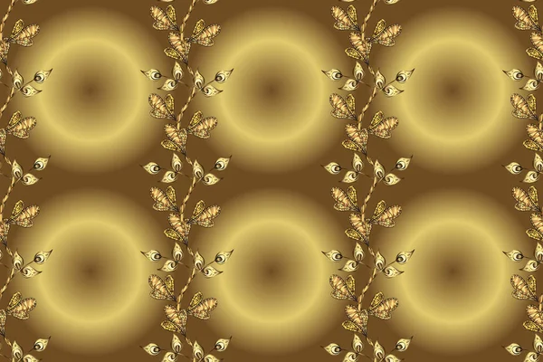 Seamless classic golden pattern. Classic vintage background. Golden pattern on brown, yellow and neutral colors with golden elements. Traditional orient ornament.