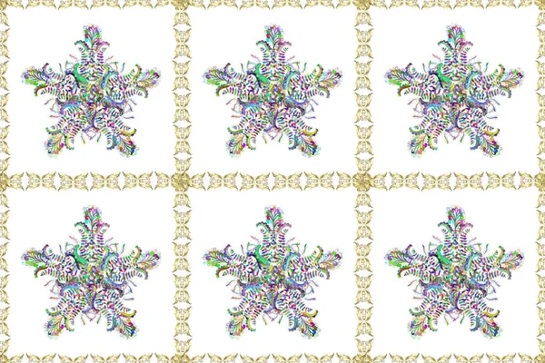 Gyllene Textiltryck Sömlös Mönster Orientalisk Prydnad Blommiga Kakel Islamisk Design — Stockfoto