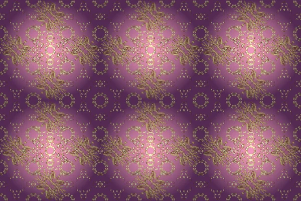 Elementos Dourados Nas Cores Rosa Roxa Violeta Padrão Clássico Tradicional — Fotografia de Stock