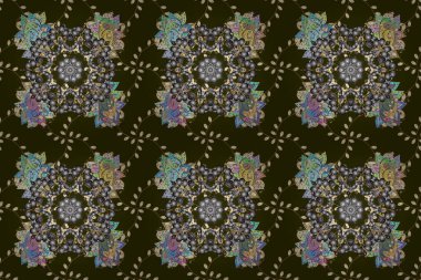 Kahverengi, gri ve nötr renklerde. Raster illüstrasyonu. Çiçekli güzel suluboya desen.