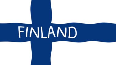 Renkli bayraklı hareketli arka plan görüntüleri. Finlandiya bayrağı.