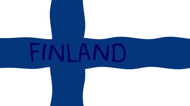 Bewegingsbeelden Achtergrond Met Kleurrijke Vlag Vlag Van Finland — Stockvideo