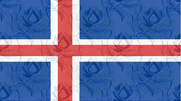 背景是五颜六色的旗帜 冰岛的国旗 — 图库照片