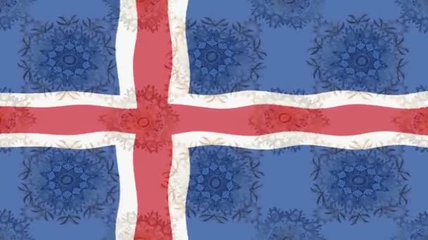 Rörelsematerial Bakgrund Med Färgglada Flagga Islands Flagga — Stockvideo