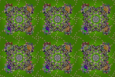 Yeşil, gri ve sarı renkte raster desenli kusursuz desen. Paket, duvar kağıtları, arka plan ve albüm için. Mutlu Noeller, Mutlu yıllar ürünleri.