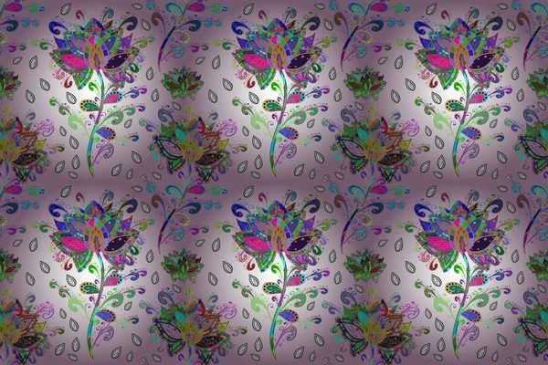 Seamless Floral Pattern Raster Illustration Inglés Flores Colores Azul Neutro — Foto de Stock