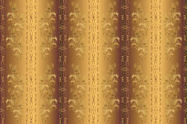 Kusursuz klasik altın desen. Geleneksel oryantasyon süsü. Sarı, kahverengi ve bej renklerdeki altın desenli altın elementler. Klasik vintage arkaplan.