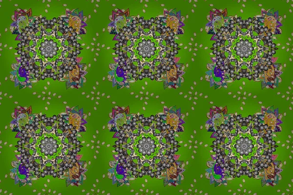 Seamless Pattern Raster Green Gray Yellow Colors Wrap Wallpapers Backgrounds — Stock Photo, Image