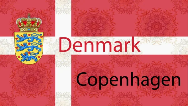 Sfondo Con Bandiera Colorata Mappa Denmark — Foto Stock