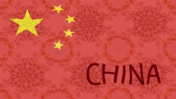 Sfondo Filmato Movimento Con Bandiera Colorata Mappa China — Video Stock