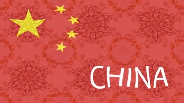 Pozadí Záznamu Pohybu Barevnou Vlajkou Čínská Vlajka — Stock video