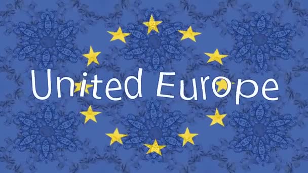 Sfondo Filmato Movimento Con Bandiera Colorata Bandiera United Europe Europa — Video Stock