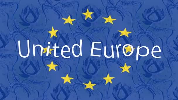 Rörelsematerial Bakgrund Med Färgglada Flagga Europas Flagga Europa — Stockvideo