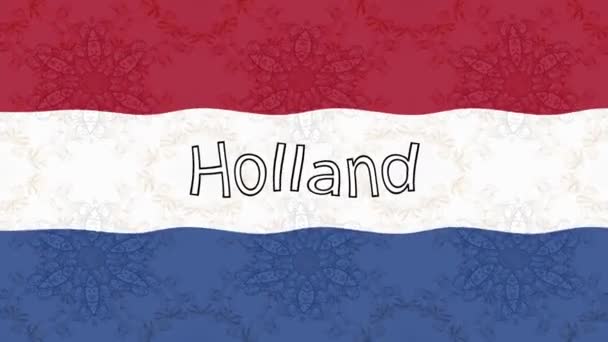 Sfondo Filmato Movimento Con Bandiera Colorata Bandiera Holland Paesi Bassi — Video Stock