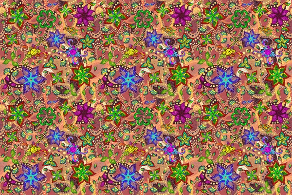 Seamless Background Pattern Flowers Valley Pink Beige Yellow Colors Stock — Stock Photo, Image