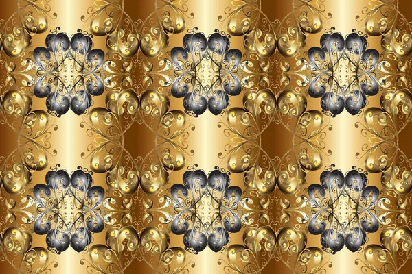 Damask Gold Abstract Flower Seamless Pattern Gray Brown Beige Colors — Stock Photo, Image