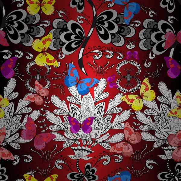 Karierter Schmetterling Für Textildruck Abbildung Auf Roten Weißen Und Schwarzen — Stockvektor