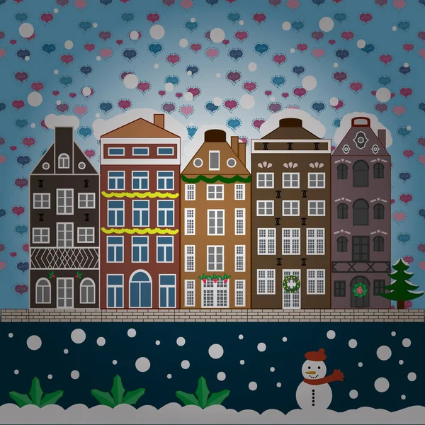 Biglietto Auguri Natale Felice Anno Nuovo Illustrazione Vettoriale Vacanze Illustrazione — Vettoriale Stock