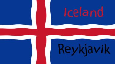 Renkli bayraklı hareketli arka plan görüntüleri. İzlanda bayrağı.