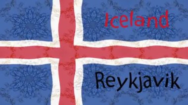 Renkli bayraklı hareketli arka plan görüntüleri. İzlanda bayrağı.