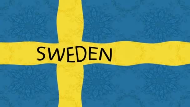 Pozadí Záznamu Pohybu Barevnou Vlajkou Švédská Vlajka — Stock video