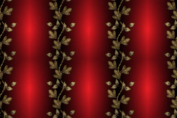 Zdobená Rastrová Dekorace Zlatý Vzor Hnědých Červených Černých Barvách Zlatými — Stock fotografie