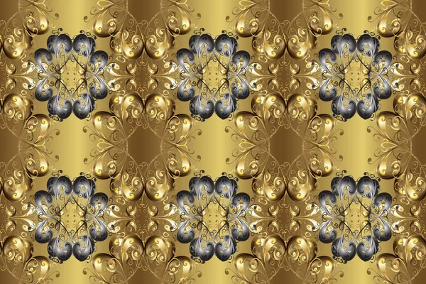 Classic Golden Seamless Pattern Floral Ornament Brocade Textile Pattern Glass — Stock Photo, Image