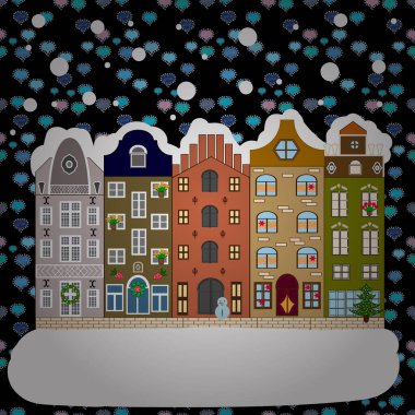 Tatil Vektörü illüstrasyonu. Hediyeli Noel ağacı. - Mutlu yıllar. Tebrik kartı. Çizgi film Vektör illüstrasyonu. Eski tarz. Parlak kutular.