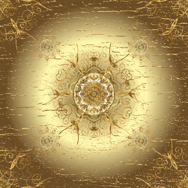Symetria Dekoracyjna Arabeska Złoto Kolorze Brązowym Beżowym Neutralnym Ilustracja Wektora — Wektor stockowy
