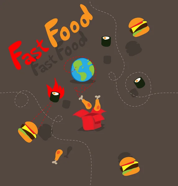 Fast-food patroon. rollen vector illustratie. — Stockvector