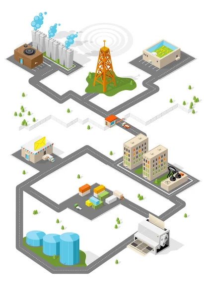 Ciudad. Edificios isométricos. Vector . — Vector de stock