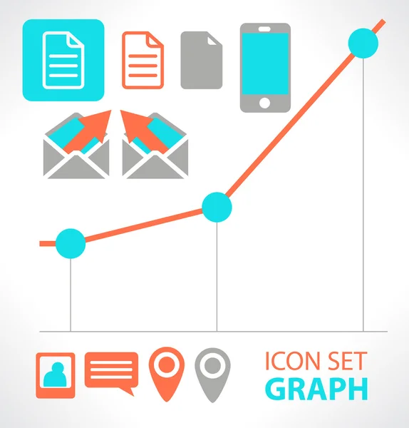 Iletişim ve grafik. düz Vector Icon set. — Stok Vektör