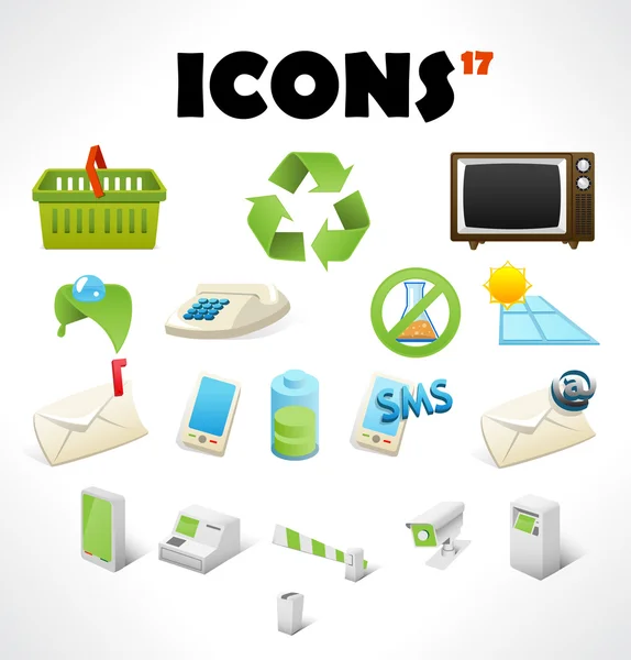 Set con 17 iconos — Vector de stock