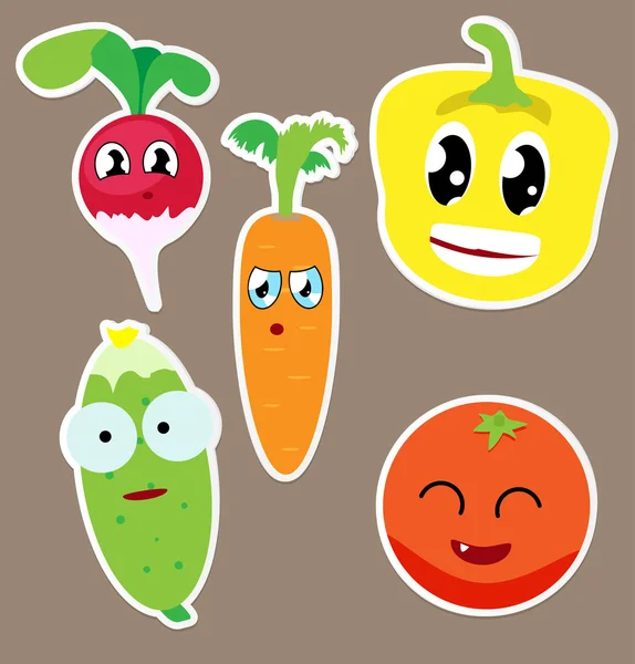 Редис, помидор, перец, морковь, огурец . — стоковый вектор